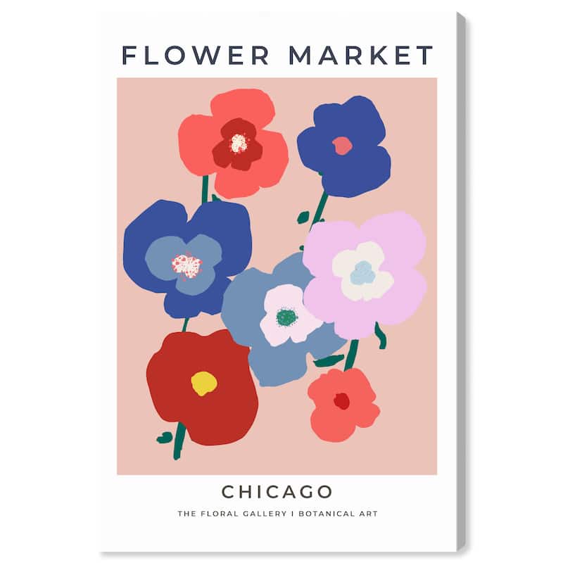 Wynwood Studio Canvas Floral and Botanical Flower Market Chicago Pink and Modern & Contemporary Wall Art Canvas Print