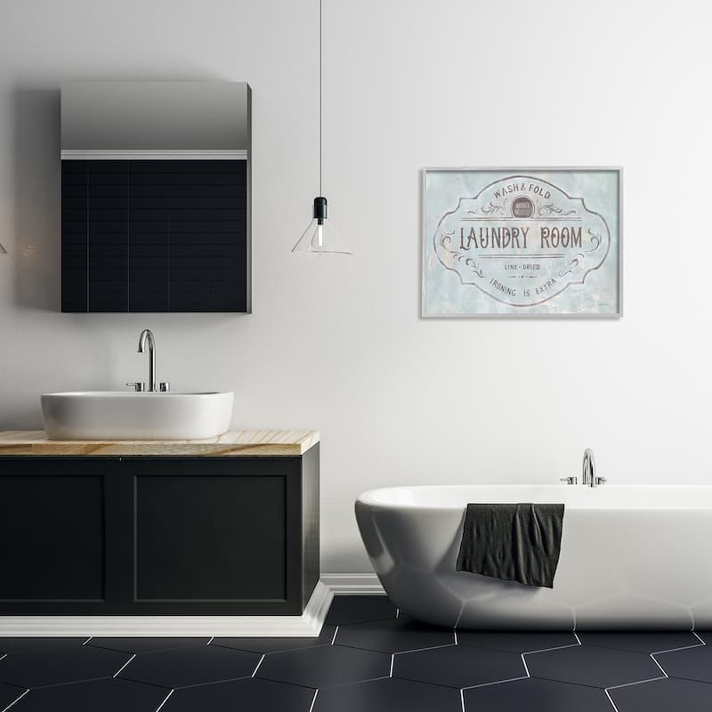 Stupell Wash and Fold Laundry Room Vintage Parisian Sign Framed Wall Art - Brown