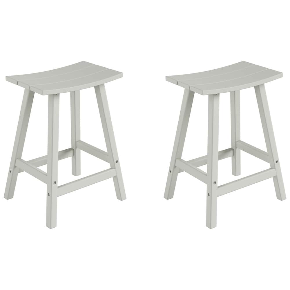 Laguna Hdpe All Weather Outdoor Patio 24" Saddle Seat Counter Stool (Set Of 2)