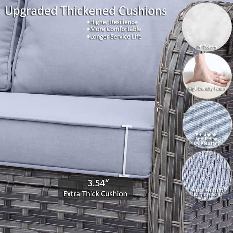 4 Piece Outdoor Seating Wicker Patio Furniture Swivel Chair Sofa Sets
