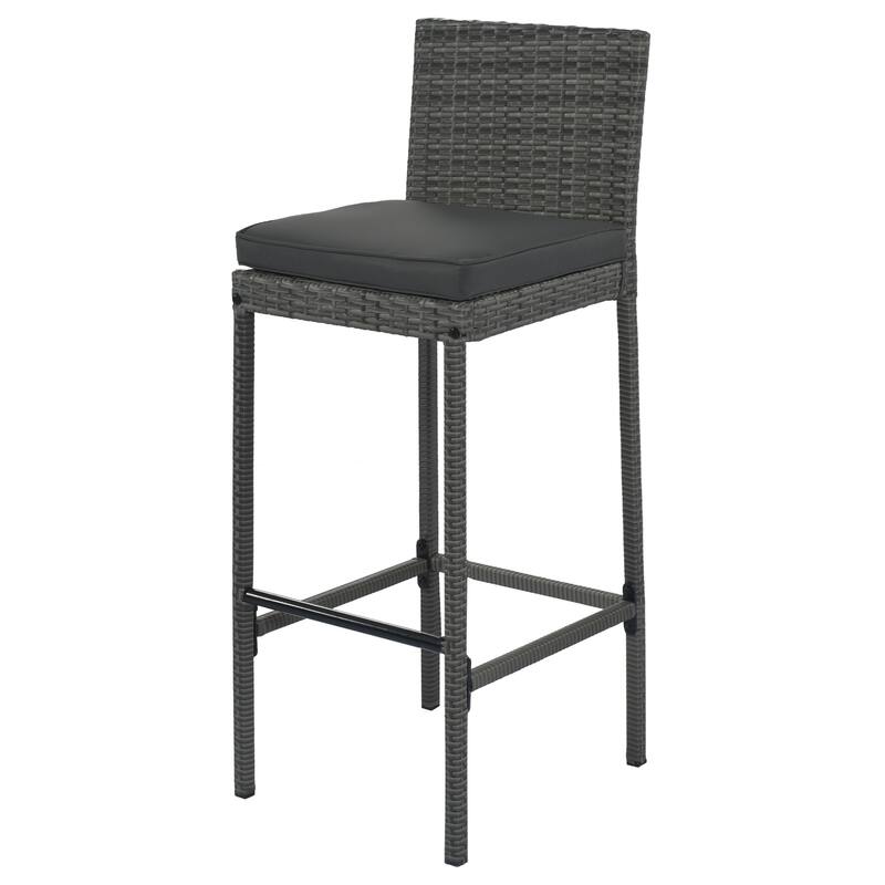 5 Pcs Outdoor Rattan Dining Table and Chairs Set, Patio Conversation Furniture Sets with Height Table and 4 Chairs