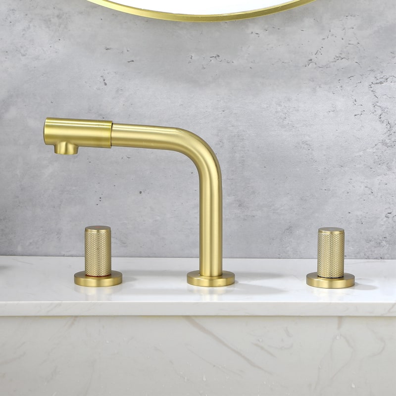 Three Holes Double Handle Rotating Bathroom Sink Faucet