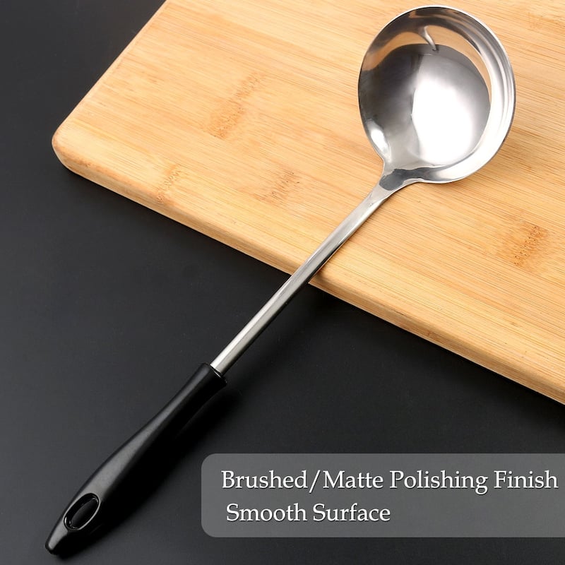 Stainless Steel Soup Spoon Ladle Home Kitchen Serving Flatware - Silver - Length: 10.6"