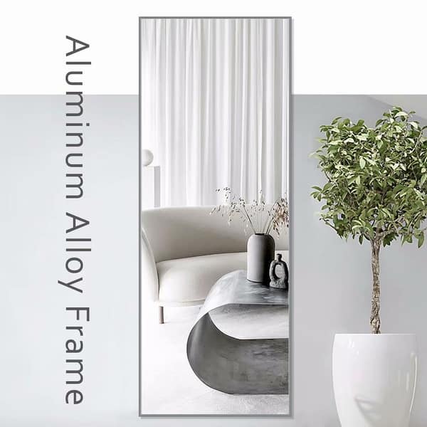 dimension image slide 3 of 19, Dovelina Modern Full Length Floor Mirror - Freestanding Vanity Mirror for Bathroom or Living Space