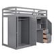 preview thumbnail 9 of 34, Twin Loft Bed with Wardrobe, Desk, Drawers, Cabinet, and Staircase, Grey