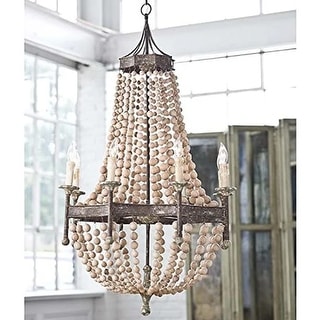 8 - Light Retro Empire Conical Wood Bead Chandelier