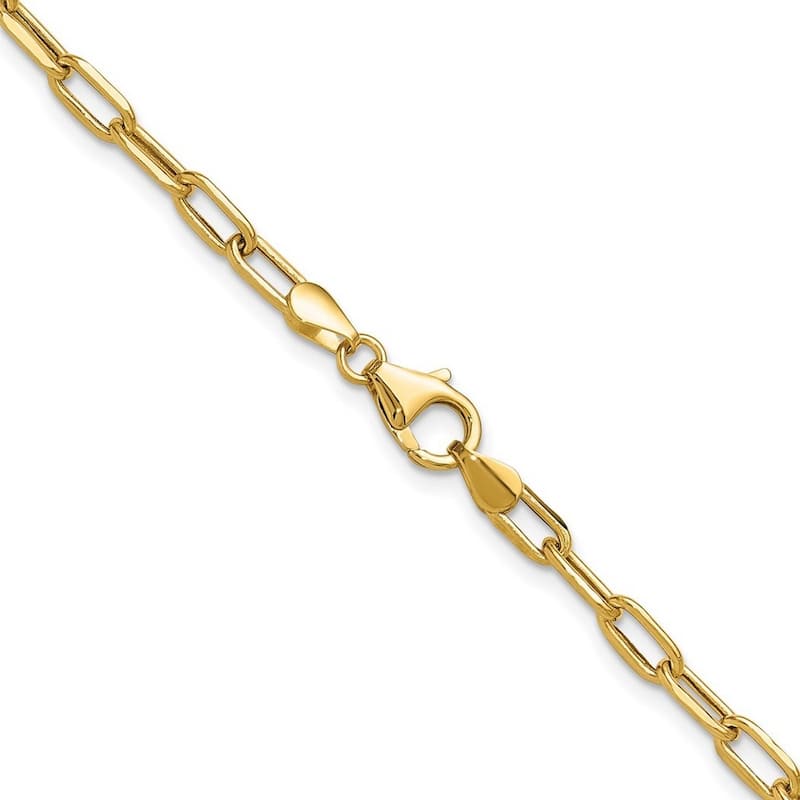 Curata 14k Yellow Gold 3.7mm Semi solid Beveled Paperclip Chain BraceletOptions: 7" 8"