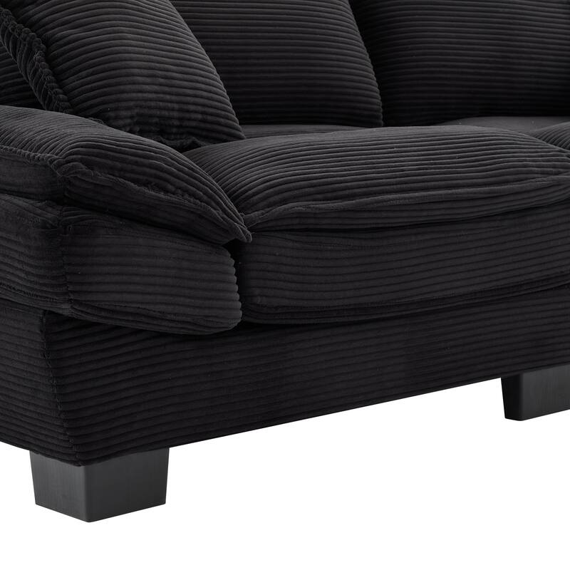 2-Seater Corduroy Sleeper Sofa with Deep Seat, Pillows for Living Room