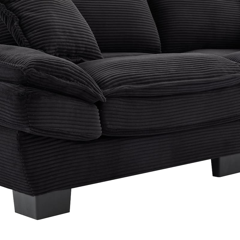 HOMYLIN 84" Black Corduroy Loveseat Sofa, 2 Seat Upholstered Couch