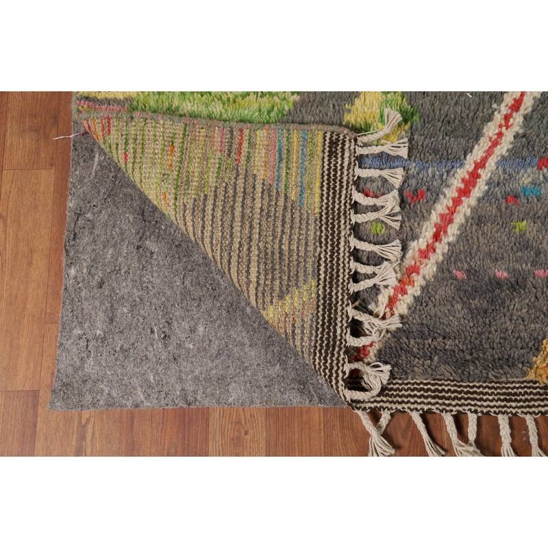 Plush Moroccan Oriental Area Rug Hand-Knotted Wool Carpet - 8'11" x 12'7"