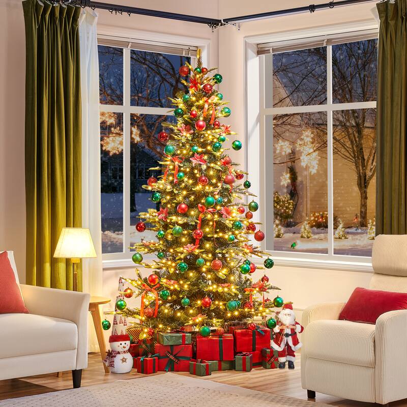 Yaheetech Pre-Lit Christmas Tree Artificial Christmas Tree with Warm White Incandescent Lights