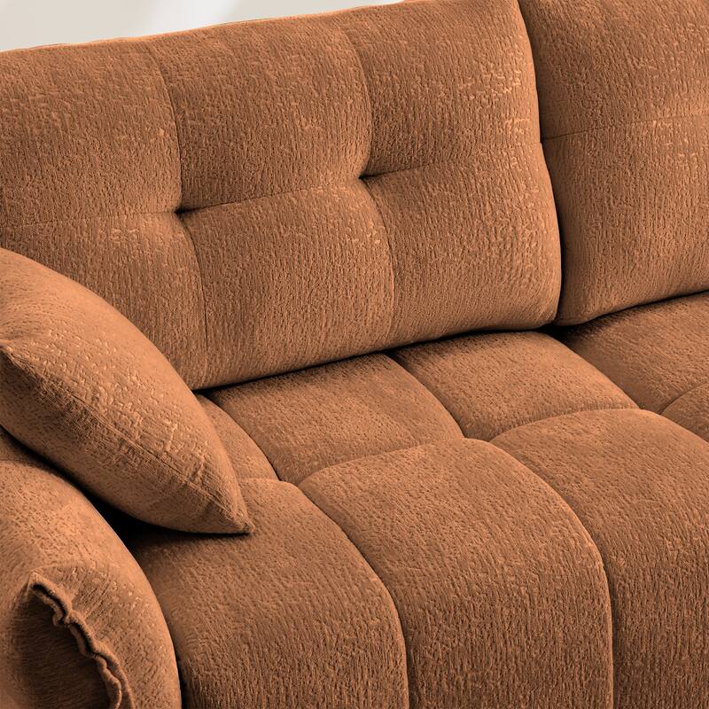 Modular 4-Seat Chenille Sofa Set with 2 Ottomans, High-Resilience Cushions and Solid Wood Frame