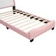preview thumbnail 10 of 8, Twin Upholstered Leather Frame Bed w/ Unicorn Shape Headboard for Kids,Pink