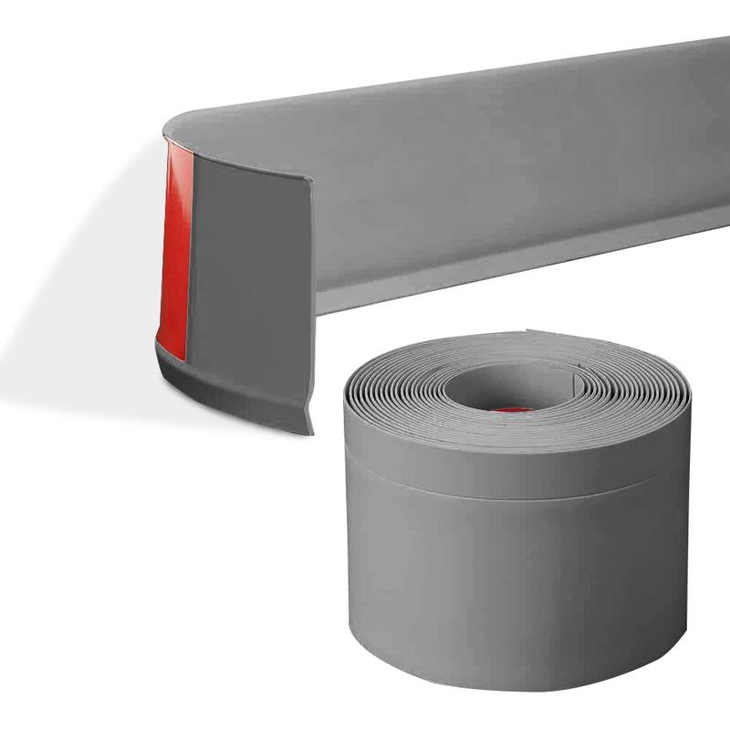 4in x 40ft Self-Adhesive PVC Flexible Baseboard Moulding Trim - Grey