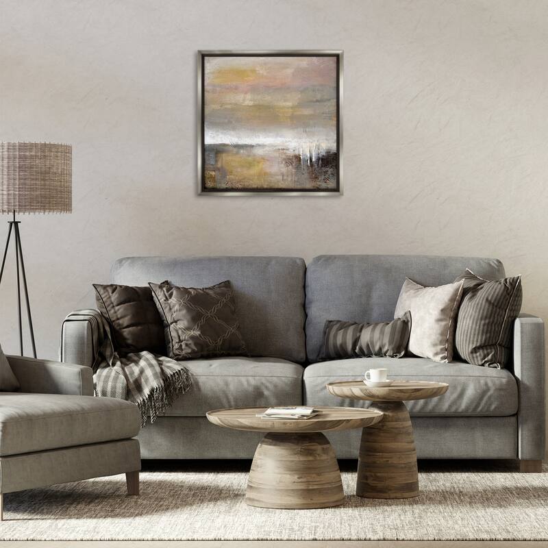 Stupell Neutral Earthy Abstract Landscape Framed Floater Canvas Wall Art Design By Karen Hale