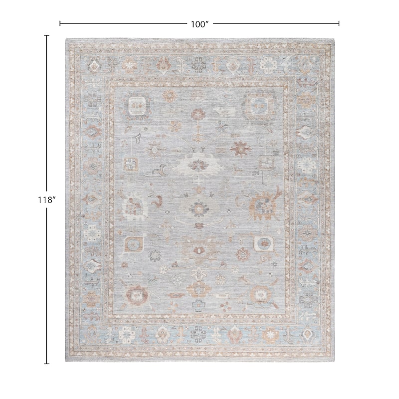 Oushak One-of-a-Kind Hand-Knotted Area Rug - Gray - 8' 4" x 9' 10"