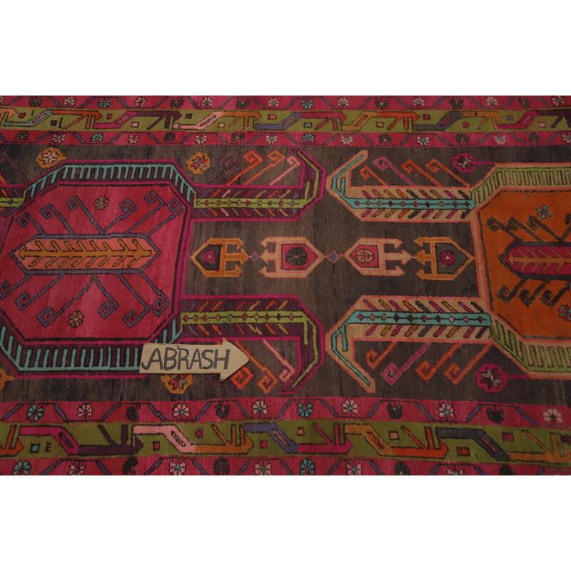 Hand Knotted Oriental 100% Wool Carpet Traditional Tribal Greys & Charcoal Ardebil Runner Rug - 10' 8'' X 3' 7''
