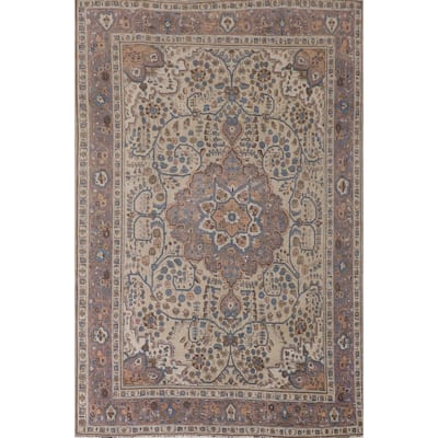 Traditional Tabriz Persian Vintage Rug Hand-Knotted Wool Carpet - 6'10"x 9'10"