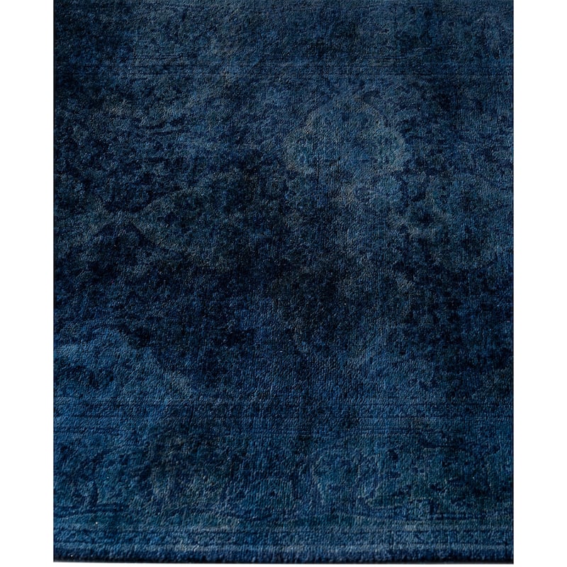 Overdyed One-of-a-Kind Hand-Knotted Runner Rug - Navy - 2' 6" x 11' 4"