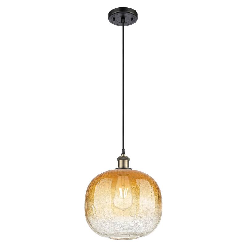 Innovations Lighting Endless Possibilities Ballston - Brookhaven Sphere - 1 Light 11" Cord Hung Mini Pendant - Black Antique Brass/Amber
