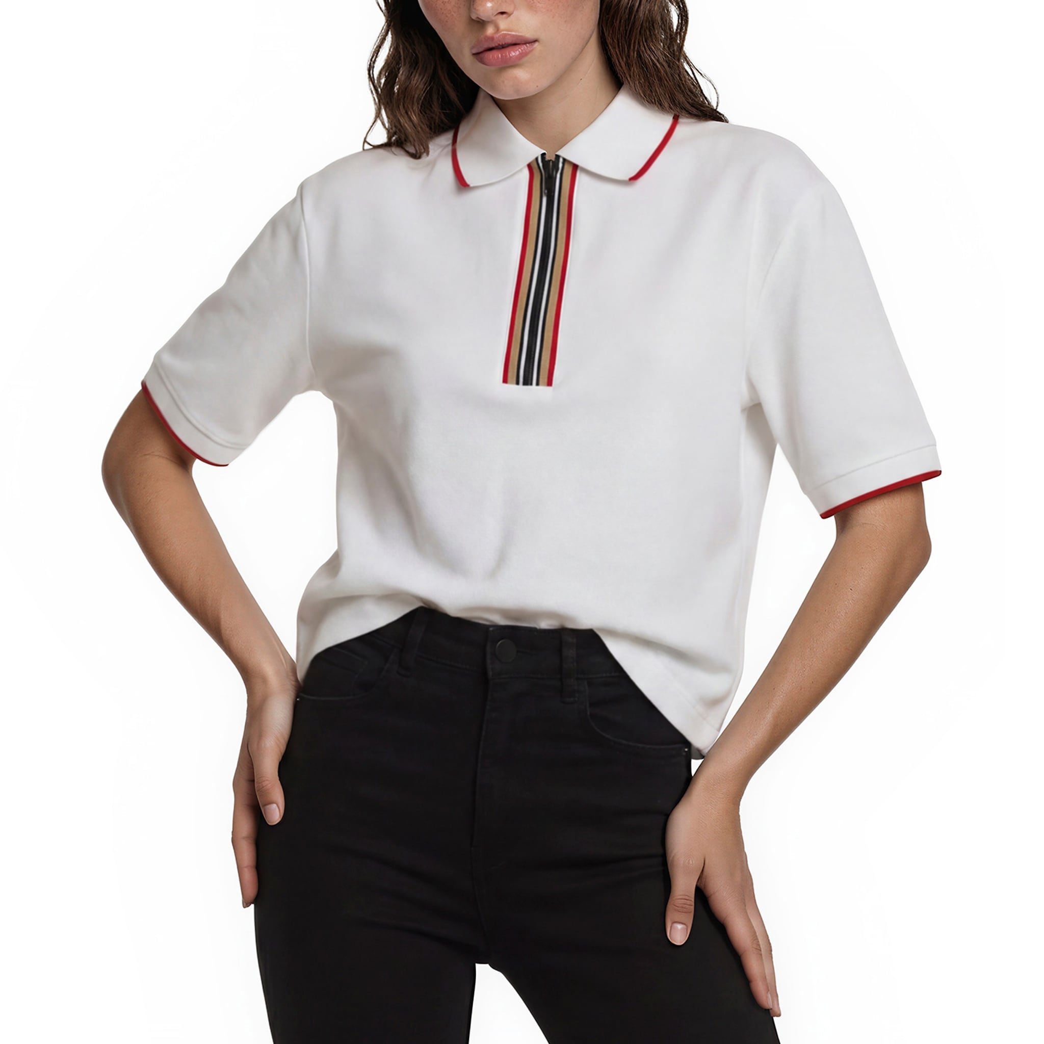 Burberry Hazelton Cropped Polo Shirt