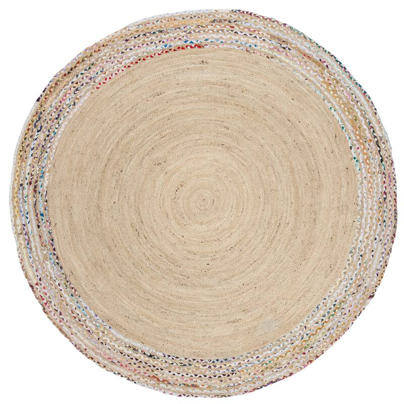 SAFAVIEH Handmade Cape Cod Sonica Coastal Jute Rug - 6' Round - Ivory/Light Beige