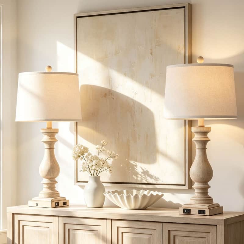 27.5'' Dimmable Bedside Table Lamp Set with Built-in USB Ports, and Touch Control (Set of 2)