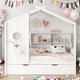 preview thumbnail 10 of 18, Wooden Twin Size House Bed with Trundle, Modern Design for Kids with Storage Shelf, Gray
