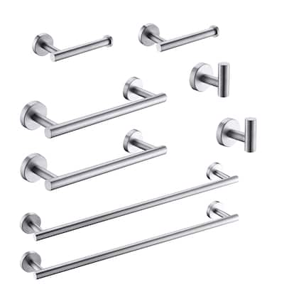 8-Piece Stainless Steel Wall Mounted Bathroom Hardware Set - Brushed nickel