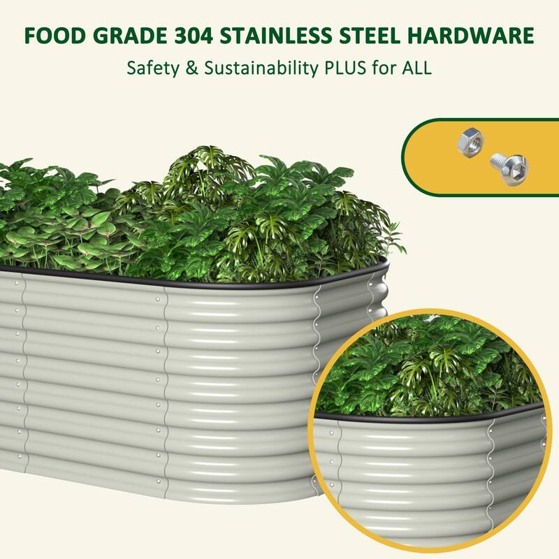 VEIKOUS 24''H Galvanized Steel Raised Garden Bed, Bottomless Design for Healthy Plant Growth