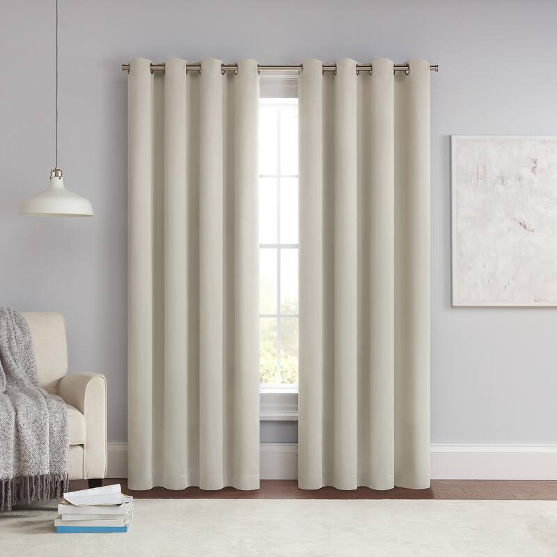 Eclipse Solid Thermapanel Grommet Energy Saving Room Darkening Curtain Panel - Stone - 54x84