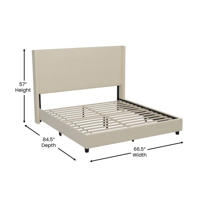 Upholstered Platform Bed with Channel Stitched Headboard