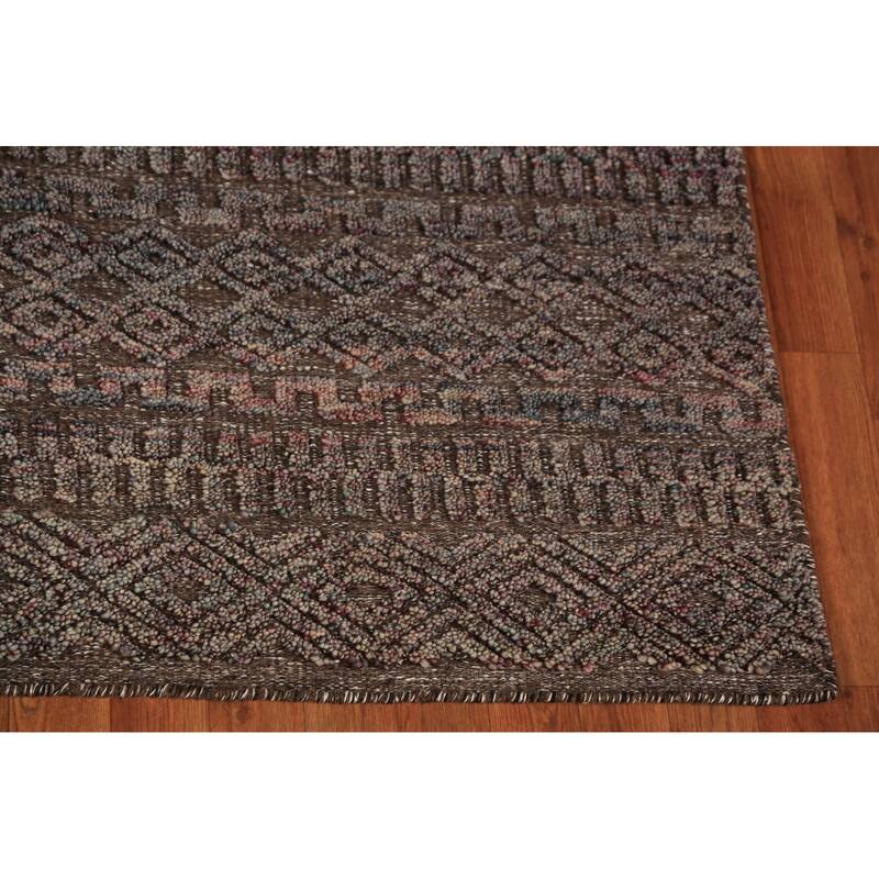 Brown Moroccan Indian Area Rug Handmade Wool Carpet - 5'1" x 8'1"