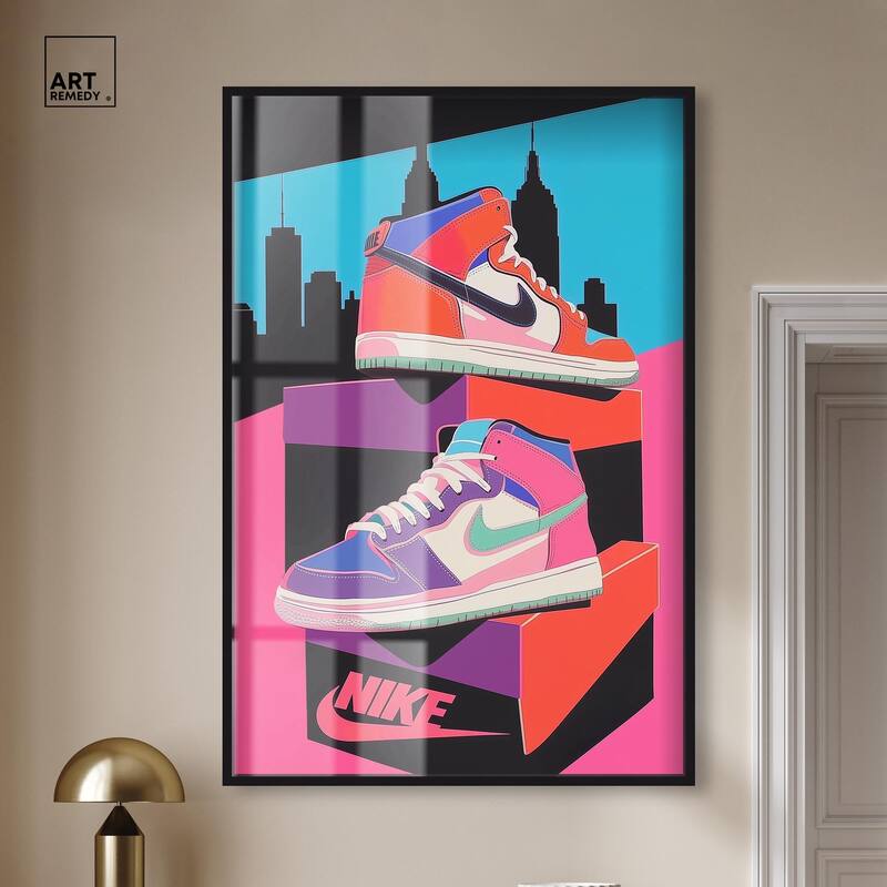 City Pop Sneakers Shadowbox by Art Remedy