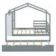preview thumbnail 4 of 13, Gray Twin Size Solid Wood House Bed with Trundle, Fence, and Writing Board for Kids