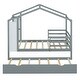 preview thumbnail 5 of 13, Twin Size Wood House Bed Frame with Trundle, Fence and Writing Board, Gray