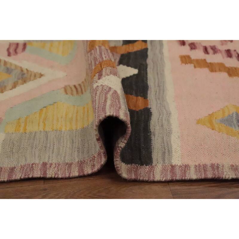 Hand Woven Oriental 100% Wool Carpet Southwestern Tribal Multi-Colored Kilim Area Rug - 7' 5'' X 4' 11''