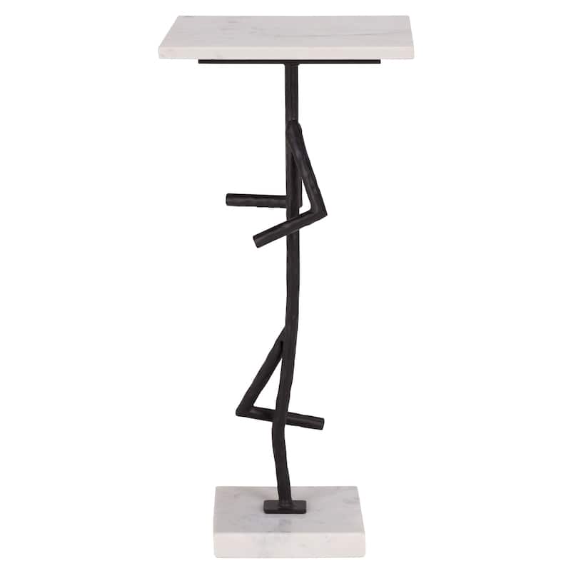 SAFAVIEH Home Warso Marble Side Table - 11"W x 11"D x 24"H - White/Black