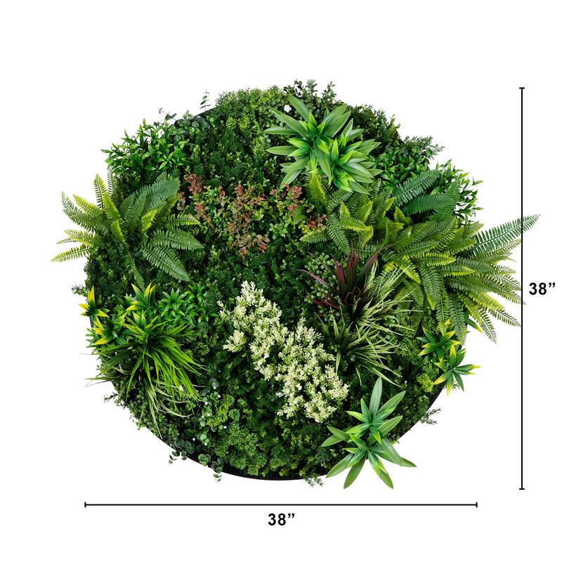 Amazon Rainforest Artificial Living Wall Panel with Black Frame - 38" - Green