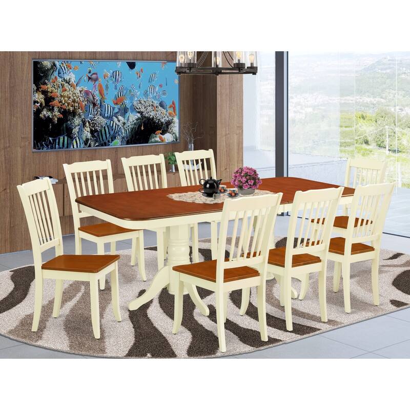 East West Furniture Modern Dining Table Set- a Rectangle Table and Dining Room Chairs, Buttermilk & Cherry (Pieces Option) - NADA9-BMK-W