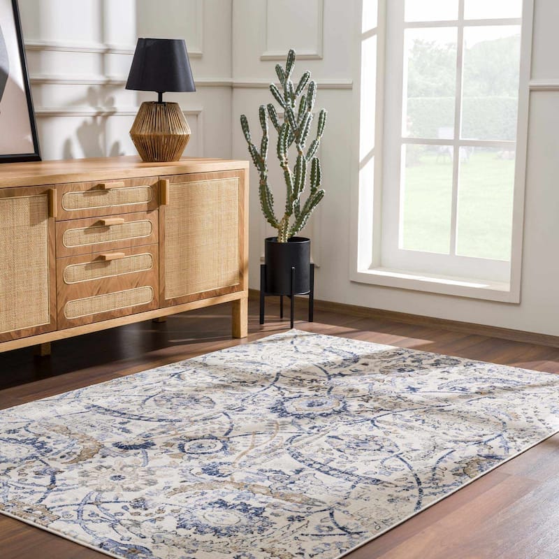 Hauteloom Erbacon Living Room, Bedroom Area Rug - Beige, Black, Charcoal - 2' x 2'11" - 5'3" x 7'3" - Beige, Black, Charcoal / Erbacon