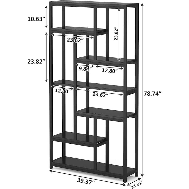 78.7" Industrial 7-Shelf Bookcase