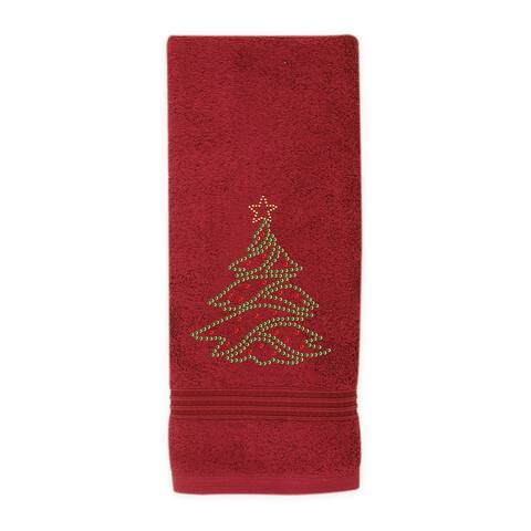 Sparkles Home Rhinestone Christmas Tree Hand Towel - Red