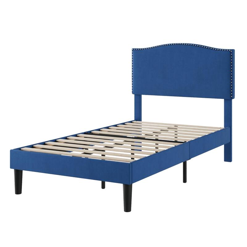 VCCELO 2-Pack Twin Size Bed Frame with Adjustable Headboard Noise-Free Twin Size Bed Set of 2 for Kids Room Dorm Apartments