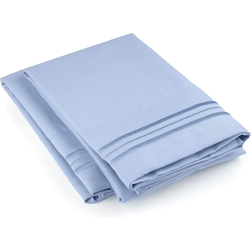 CGK Linens Double Brushed Microfiber Pillowcase Set Ultra Soft (Set of 2) - King - Light Blue