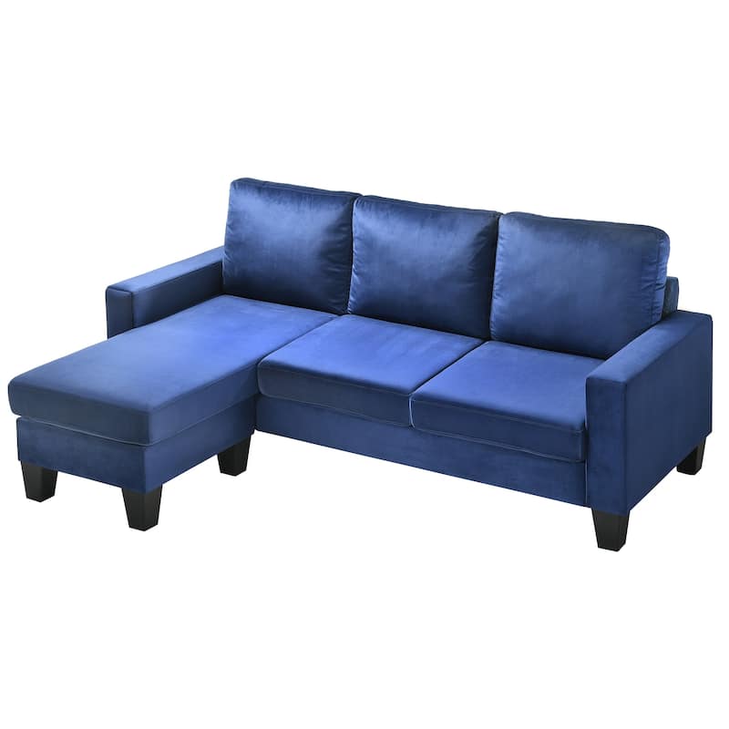 Jessica 77 in. W Flared Arm Velvet L Shaped Sofa - 52"L x 77"W x 33"H