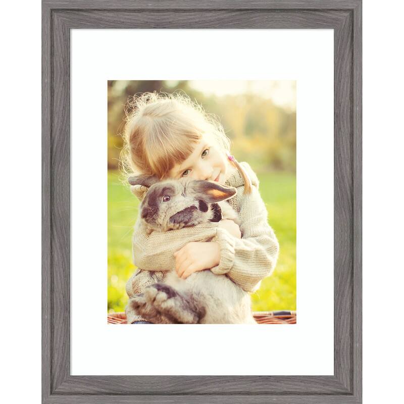 Florence Gold Framed Picture Frame, Photo Frame - 11x14 Matted White 8x10 - Florence Grey