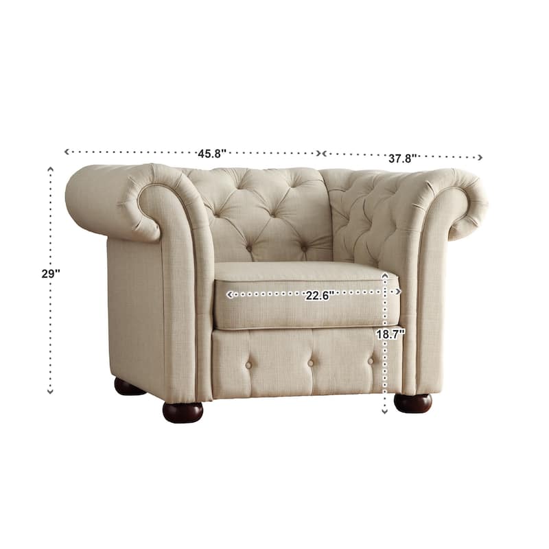 Knightsbridge Tufted Scroll Arm Chesterfield Chair by iNSPIRE Q Artisan