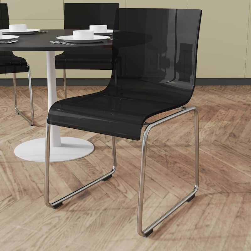 Lima Modern Transparent Acrylic in Chrome Steel Frame Dining Chair