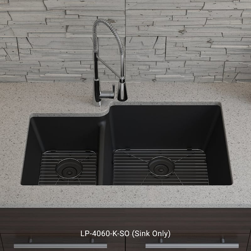 32 Inch Lexicon Platinum Quartz Composite Drop-in Undermount Galaxy Black - 19" W x 32" L x 9.75" H